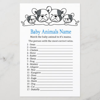 Papier Bulldog Baby Animaux Nom Jeu