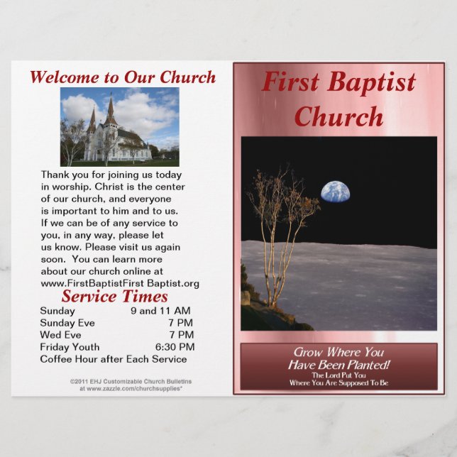 Papier Bulletin hebdomadaire personnalisé de l'église (à  (Devant)