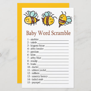 Papier Bumble Bee Baby jeu de mots scramble