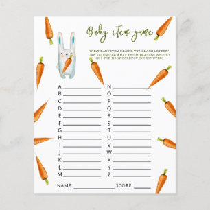 Papier Bunny - Baby Item Jeu. Jeu baby shower