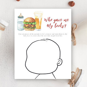 Papier Burger baby shower - Qui m'a donné mes regards ?