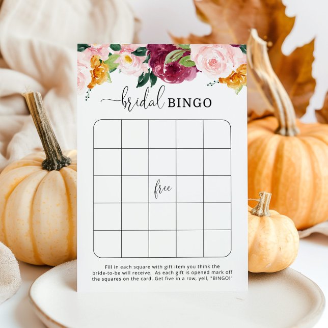 Papier Burgundy automne nuptiale jeu de bingo (Créateur téléchargé)