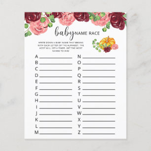 Papier Burgundy citrouille Baby jeu de nom race