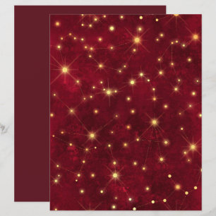 Papier Burgundy Gold Constellation Motif de scrapbook Pap