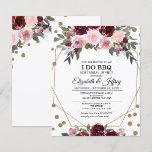 Papier Burgundy I Do BBQ Répétition Dîner Invitation