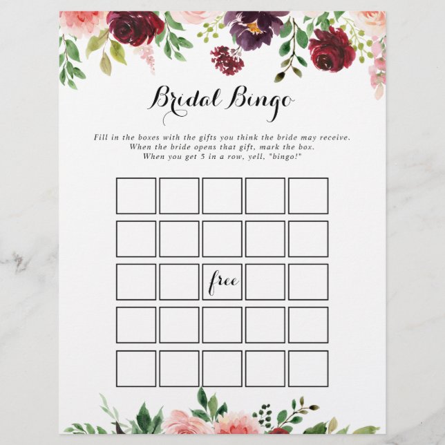 Papier Burgundy Purple Printemps Floral Bride Jeu de Bing (Devant)