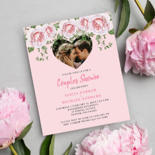 Papier Busget photo coeur rose couples douche Invitation