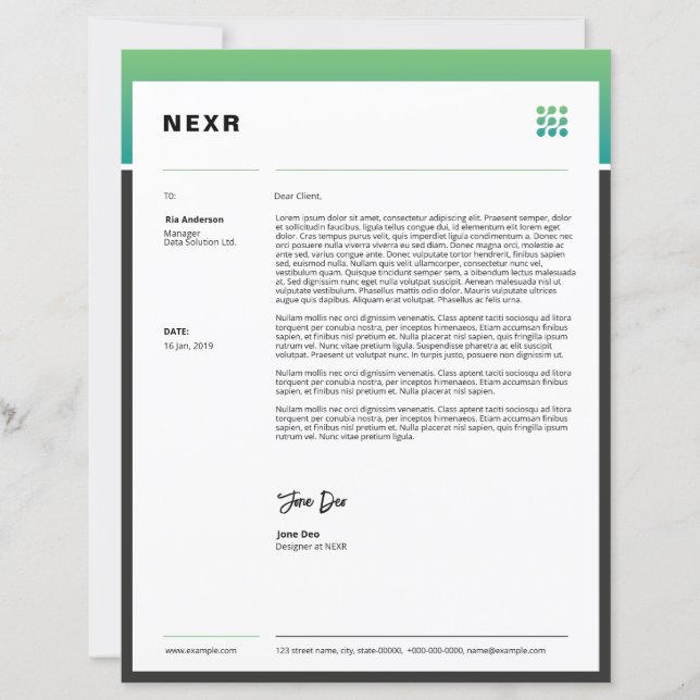 Papier Business Letterhead Template (Devant)