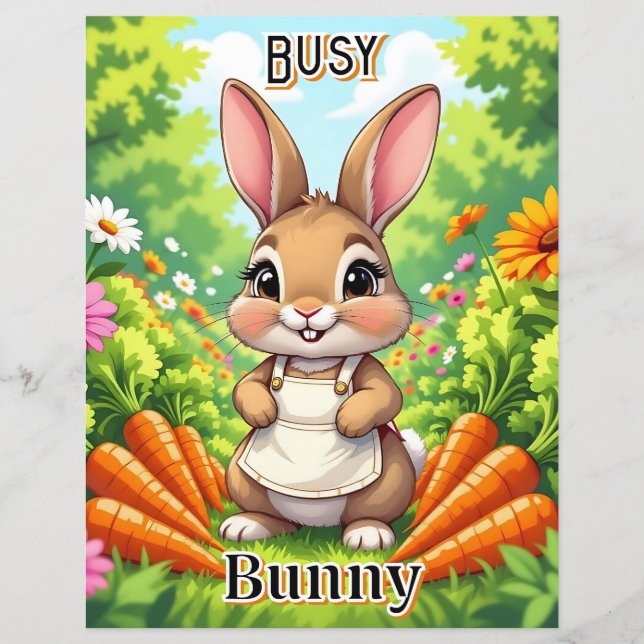 Papier Busy Bunny | Jolie illustration de nursery pour en (Devant)
