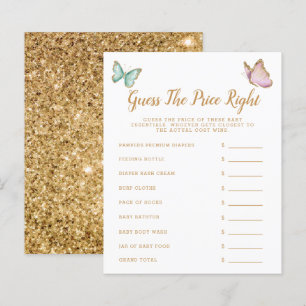 Papier Butterfly Devinez le prix juste jeu de Baby shower