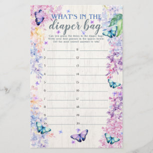 Papier Butterfly What's in the Diaper Bag Shower Game