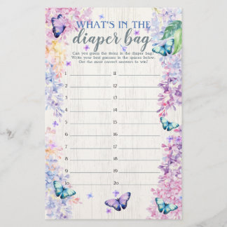 Papier Butterfly What's in the Diaper Bag Shower Game