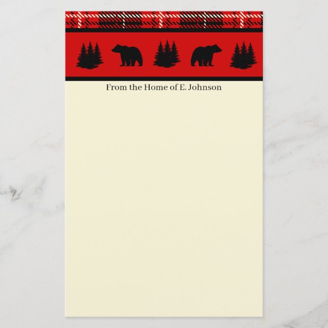 Papier Cabine Ours noir rouge Plaid stationnaire (Devant)