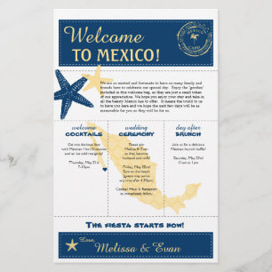 Papier Cabo jaune bleu Mexique Mariage Bienvenue