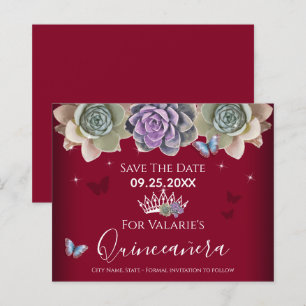 Papier Cactus Butterfly Elegant Quinceanera Enregistrer l
