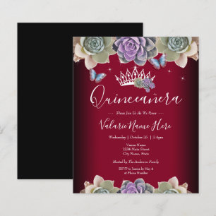 Papier Cactus et papillon Elegant Quinceanera Invitatiati