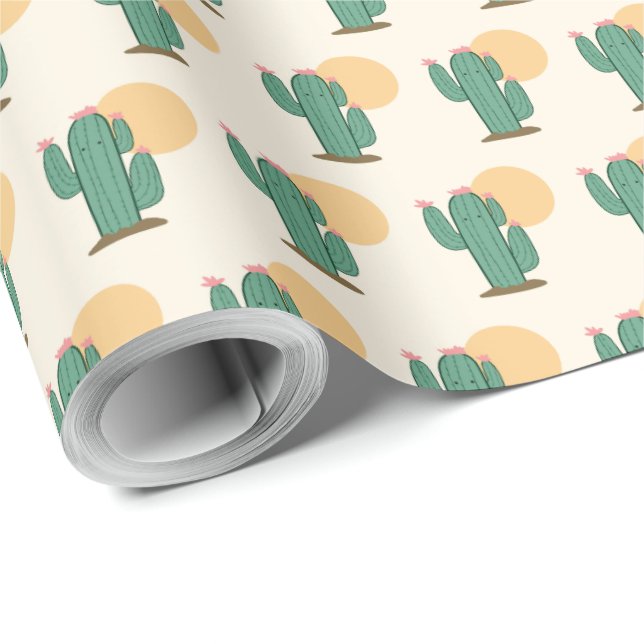 Papier Cactus Thème Cadeau Wrappingi (Coin rond)