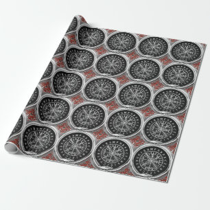 Papier Cadeau [100] Boussole runique magique argentée de