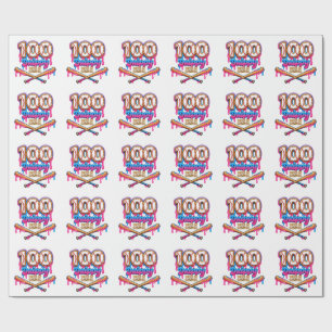 Papier Cadeau 100 Journées Scolaires Mouillées Baseball Garçons 
