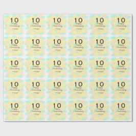 Papier Cadeau 10 wedding anniversary yellow pastel name retro bo
