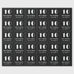 Papier Cadeau 10e anniversaire - Art Déco Inspiré Look "10", Nom