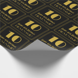 Papier Cadeau 10e anniversaire ~ Art Déco Inspiré Look "10", Nom