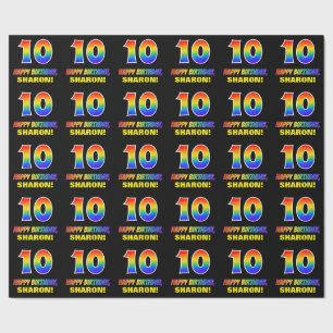 Papier Cadeau 10e anniversaire : Gras, Amusant, Simple, Arc-en-c