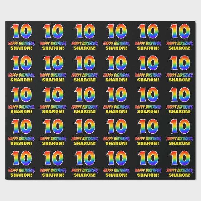 Papier Cadeau 10e anniversaire : Gras, Amusant, Simple, Arc-en-c (Couture)
