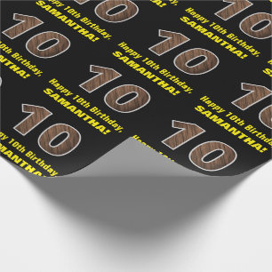 Papier Cadeau 10e anniversaire : Nom et Faux Motif de grains de 