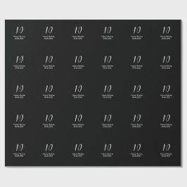 Papier Cadeau 10th birthday white black name date calligraphy 