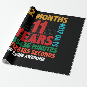 Papier Cadeau 11 Année D'Être Impressionnant 11e Anniversaire Ca
