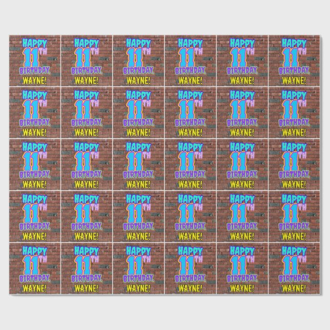 Papier Cadeau 11e anniversaire : Amusant, Graffiti urbain inspir (Plat)