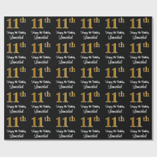 Papier Cadeau 11e anniversaire : Elégant luxe Faux Gold Look #
