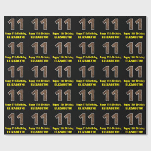 Papier Cadeau 11e anniversaire : Nom et Faux Motif de grains de