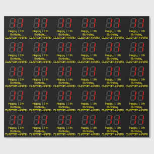Papier Cadeau 11ème anniversaire : Rouge Digital Horloge Style "