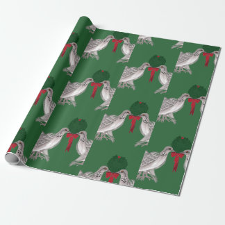 Papier Cadeau 12 jours de Noël deux colombes de tortue