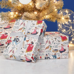 Papier Cadeau 12 Jours de Noël écru
