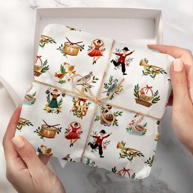 Papier Cadeau 12 Jours de Noël Fêtes traditionnelles (Créateur téléchargé)