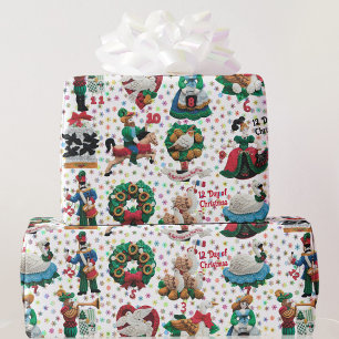 Papier Cadeau 12 Jours de Noël Ornements artisanaux
