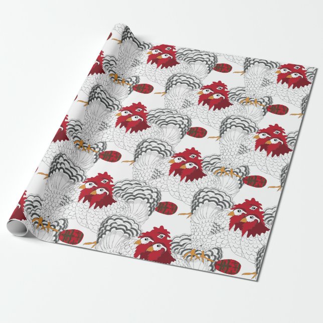 Papier Cadeau 12 jours de Noël trois poules françaises (Déroulé)