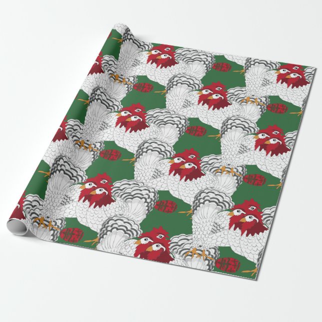 Papier Cadeau 12 jours de Noël Trois poules françaises (Déroulé)
