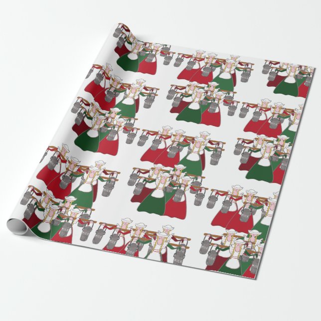 Papier Cadeau 12 jours d'Un-Traite de domestiques de Noël 8 (Déroulé)