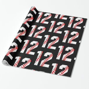Papier Cadeau 12e anniversaire Baseball grand nombre Douze