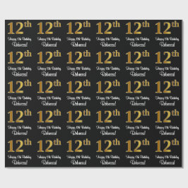 Papier Cadeau 12e anniversaire : Elégant luxe Faux Gold Look #