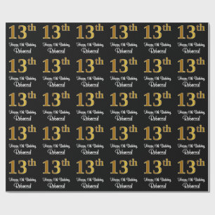 Papier Cadeau 13e anniversaire : Elégant luxe Faux Gold Look #