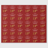13e anniversaire : Elégant, Rouge, Faux Gold Look