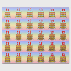 Papier Cadeau 13e anniversaire : Gâteau et bougies amusants + No