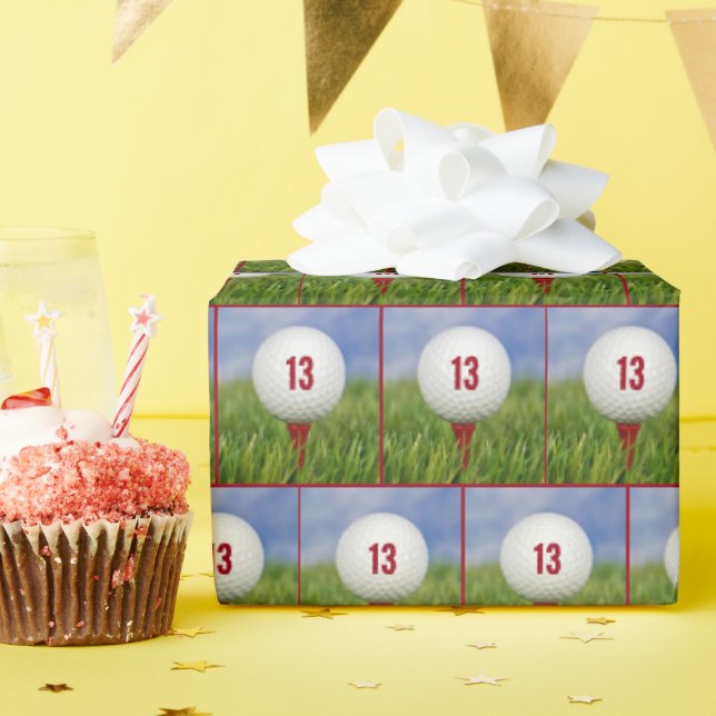 Papier Cadeau 13e anniversaire Golf Ball (Fête d'anniversaire)