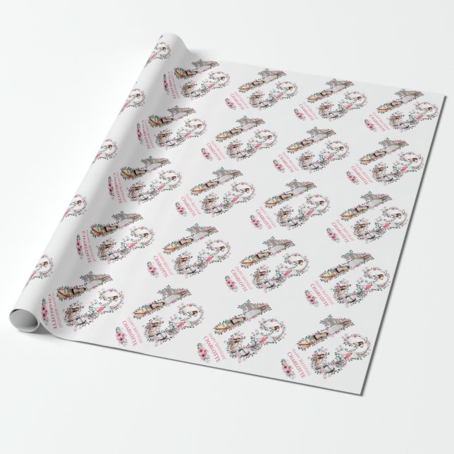 Papier Cadeau 13e anniversaire Photo Girl Collage rose Fleur bla (Déroulé)