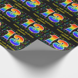 Papier Cadeau 13e anniversaire : Symboles de musique colorée, Ar